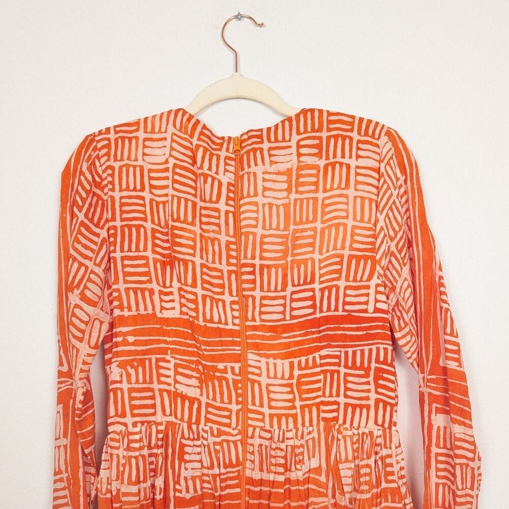 NWT Busayo Orange & White Pattern Long Sleeve Dele Maxi Dress Size M - Picture 5 of 8
